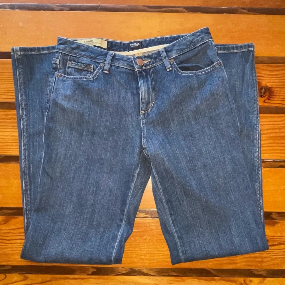 Women’s Tribal Denim Jeans Mid Waist Curvy Fit Boot Leg Size 28/6 - Picture 4 of 10